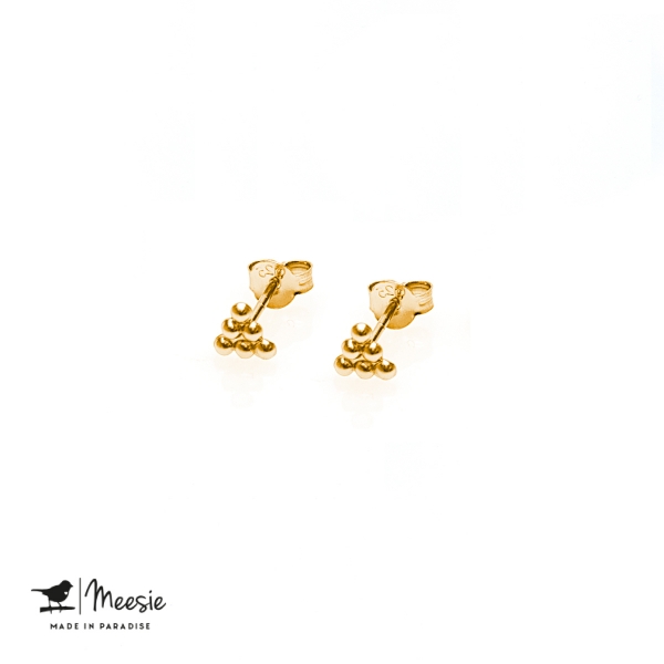 Oorbellen Studs Driehoek dots goud op zilver - 3 sets Oorbellen Studs Driehoek dots goud op zilver - 3 sets